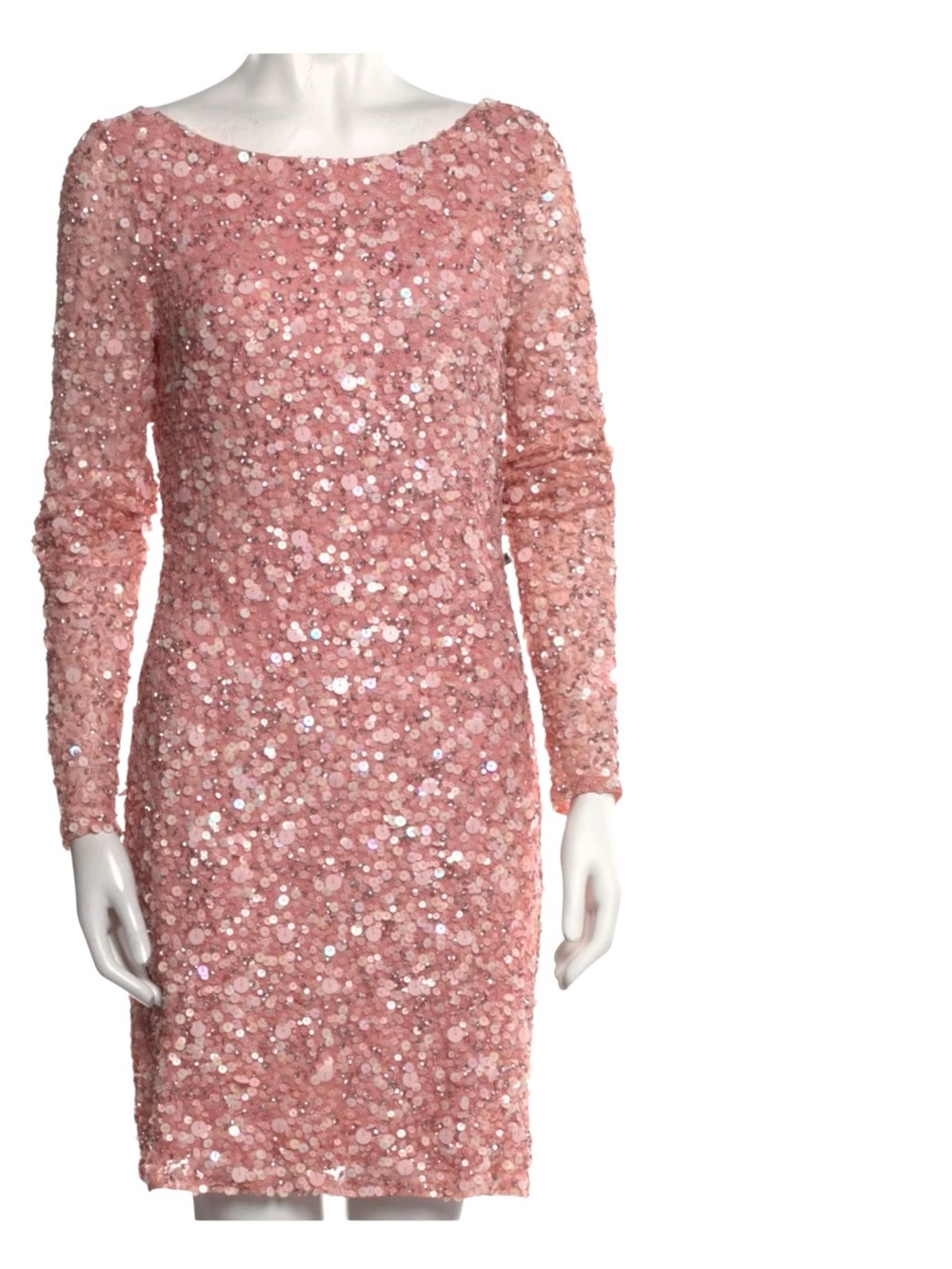 Aidan by Aidan Mattox Rose Pink Sequin Long-Sleeve Cocktail Dress